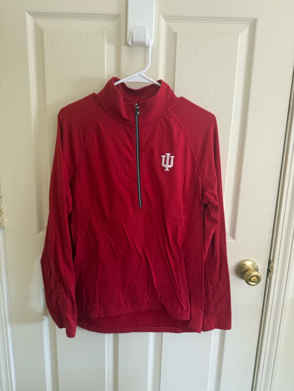 Cutter & Buck Red 1/4 Zip Pullover with IU Logo